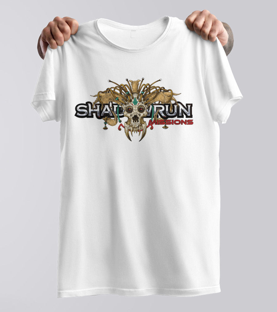 Shadowrun Missions Skull With Horns And Jewels T-Shirt