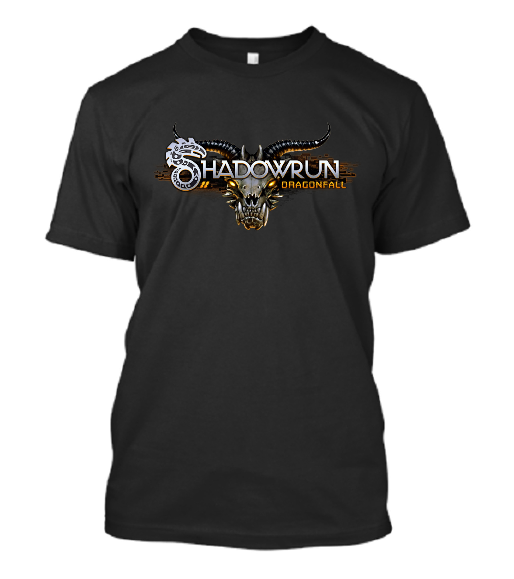 Shadowrun Dragonfall Logo With Mechanical Dragon Head And Tribal T-Shirt