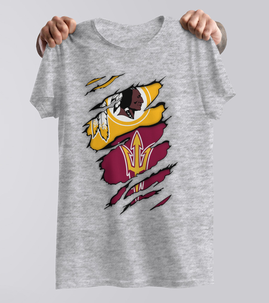 Washington Redskins Arizona State Sun Devils Logo Mashup T-Shirt