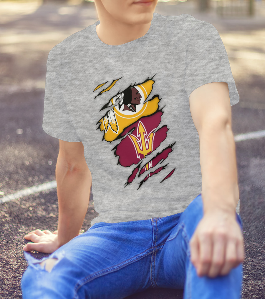 Washington Redskins Arizona State Sun Devils Logo Mashup T-Shirt