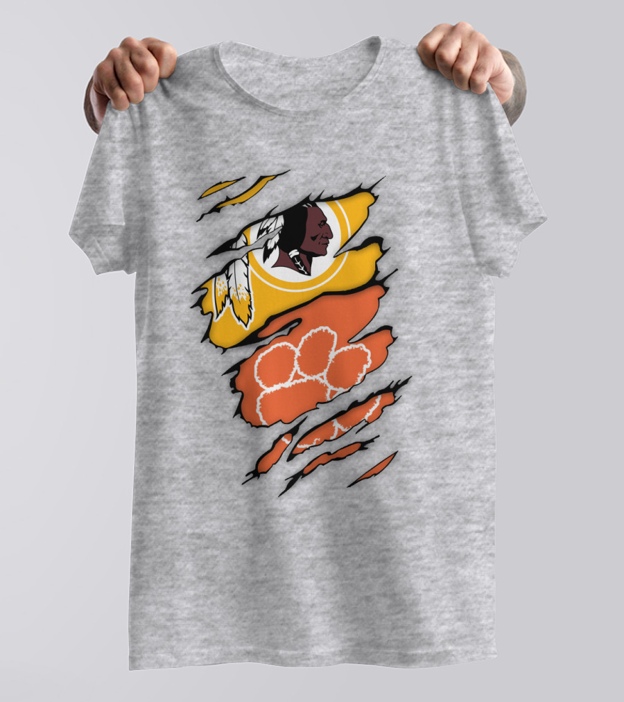 Washington Redskins Clemson Tigers Claw Marks Logo Art T-Shirt