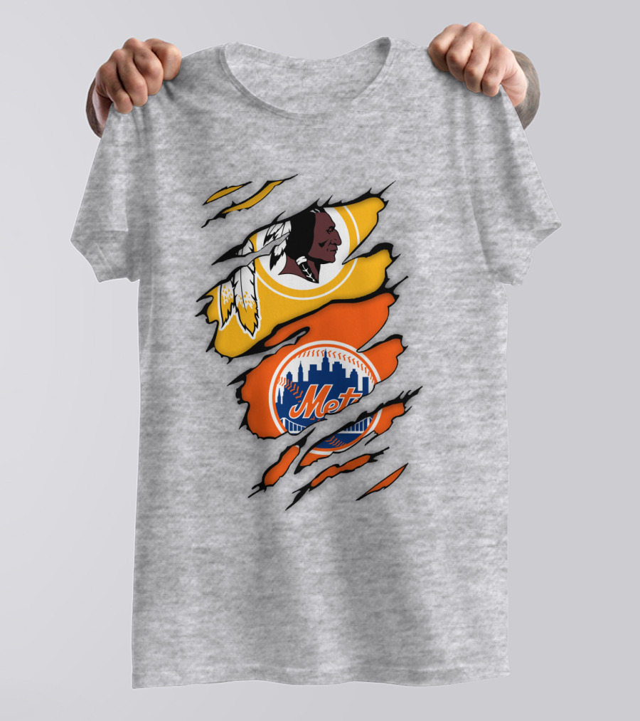 Washington Redskins New York Mets Broken Wall T-Shirt