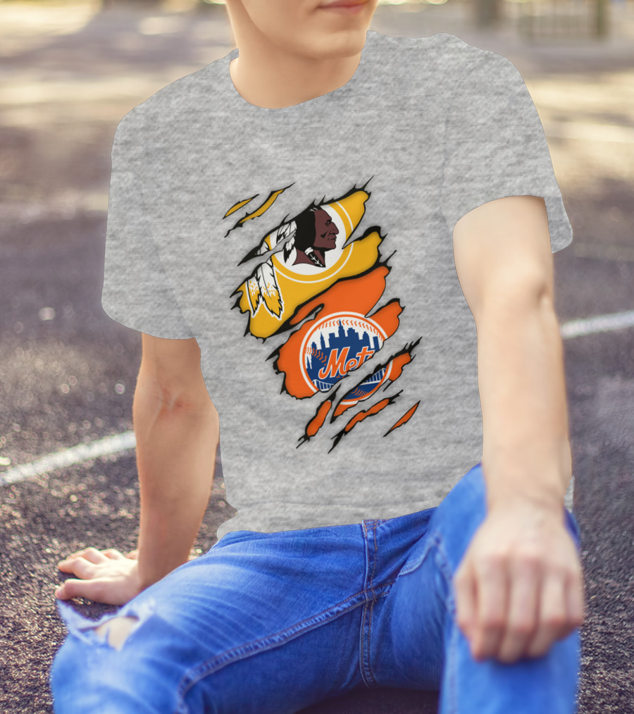 Washington Redskins New York Mets Broken Wall T-Shirt