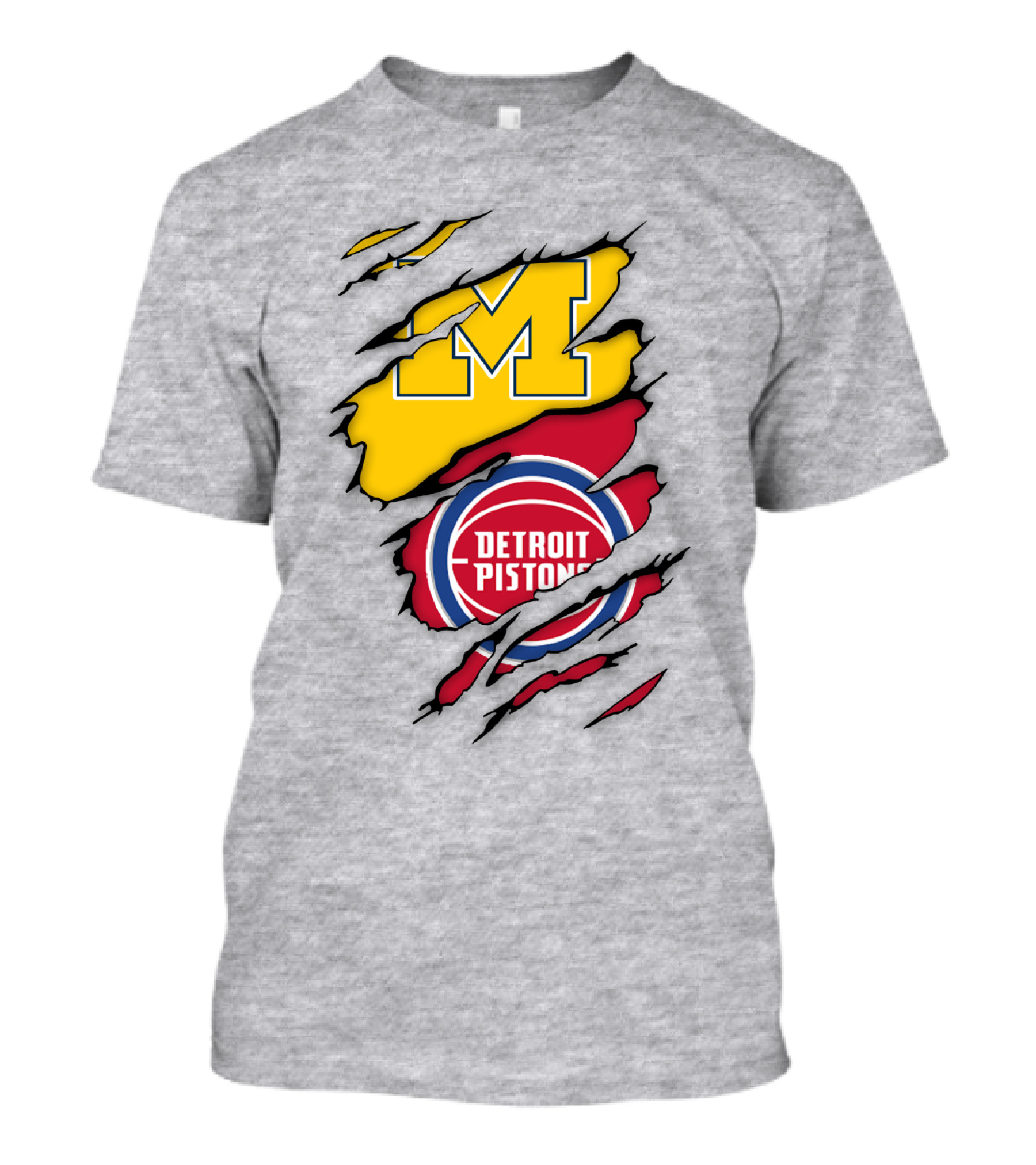 Detroit Pistons Michigan Wolverines Team Logo Mashup T-Shirt