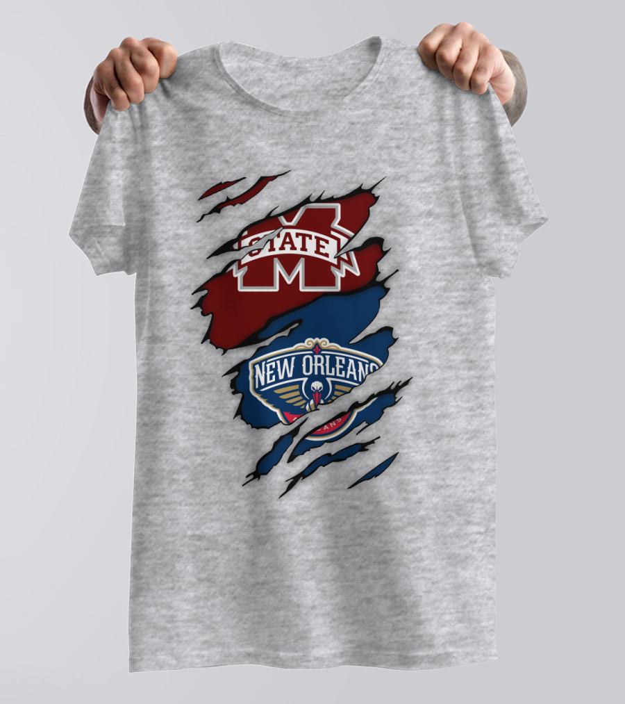 New Orleans Pelicans MS State Logo Crossover T-Shirt