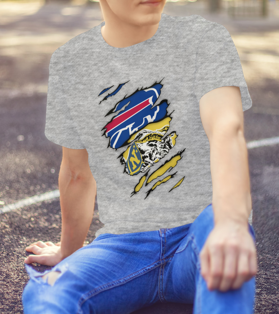 Navy Midshipmen Buffalo Bills Claw Scratch T-Shirt
