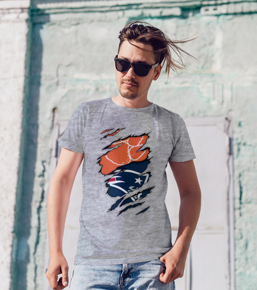 New England Patriots Clemson Football Claw Marks Logo Mashup T-Shirt