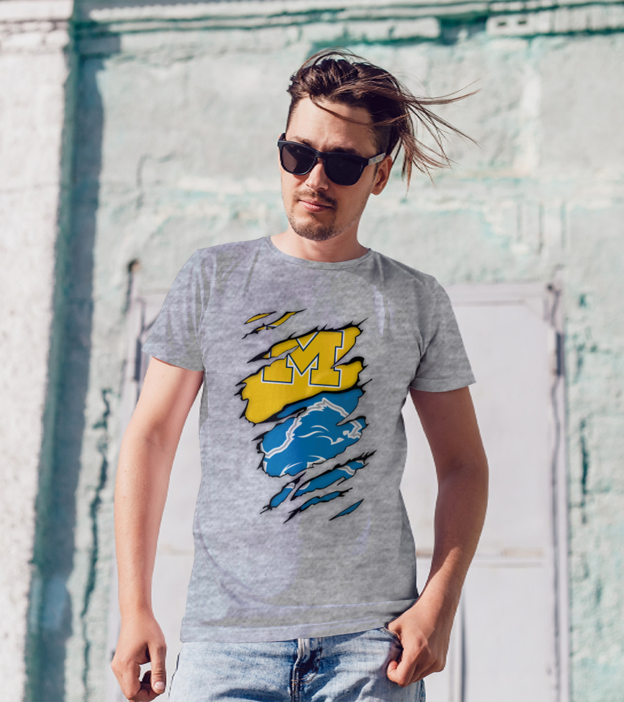 Detroit Loins Michigan M Wolverine Lion Claw Marks T-Shirt