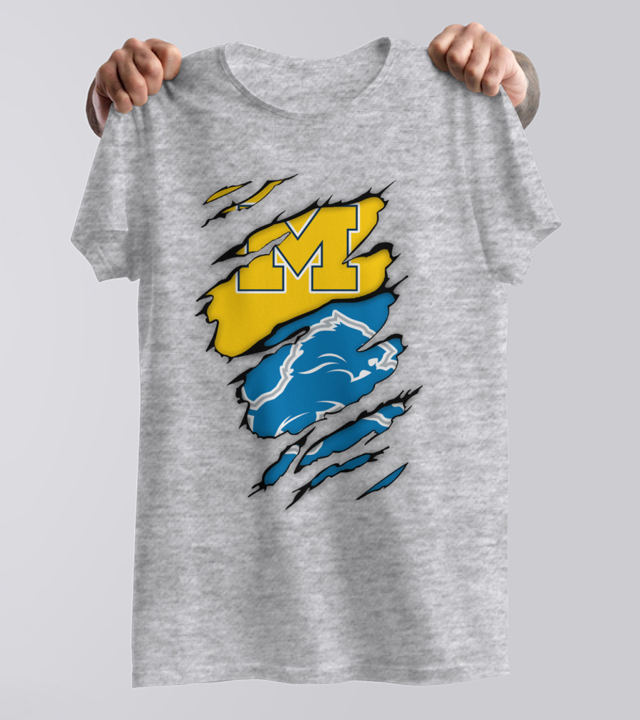 Detroit Loins Michigan M Wolverine Lion Claw Marks T-Shirt