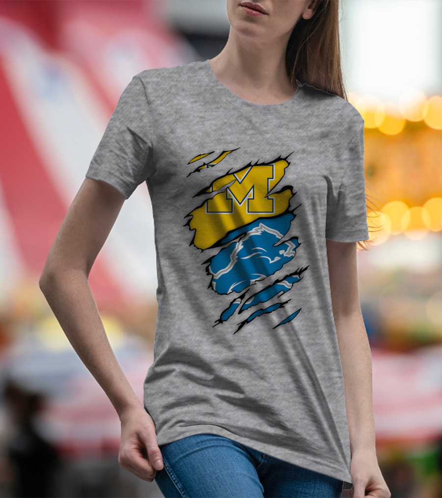 Detroit Loins Michigan M Wolverine Lion Claw Marks T-Shirt