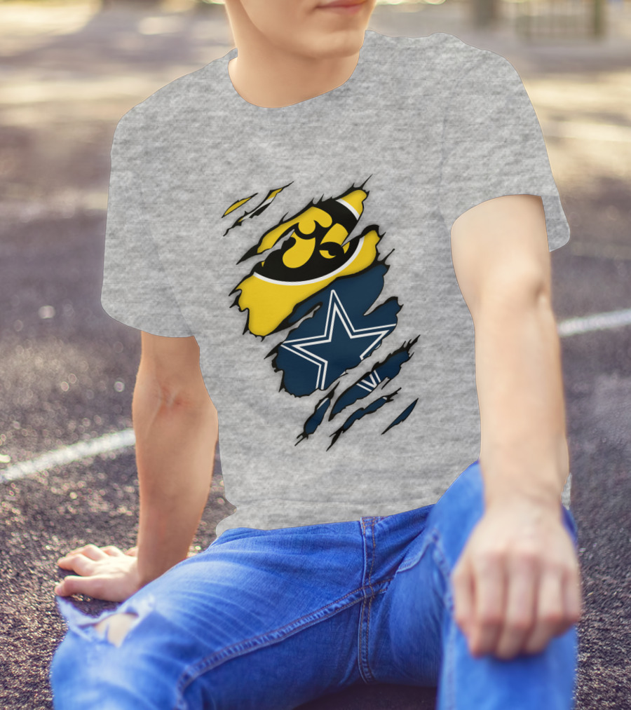 Dallas Cowboys Iowa Hawkeyes Fan Claw Marks T-Shirt