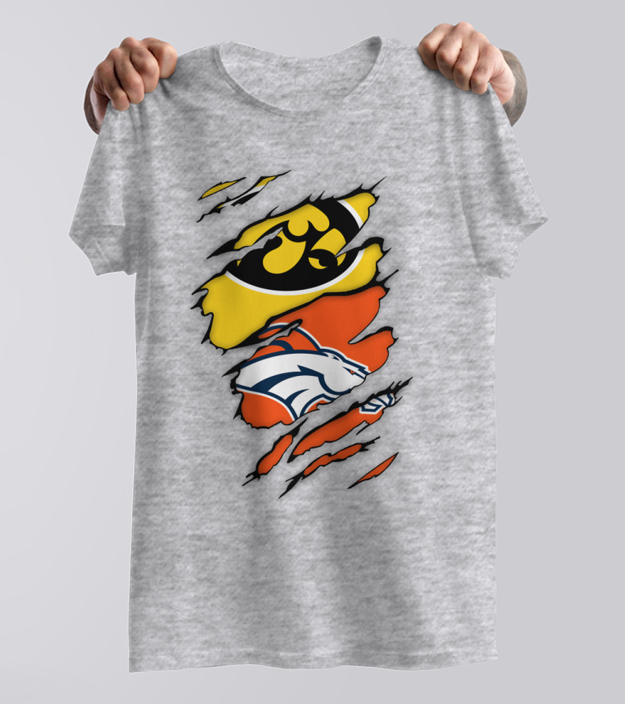 Iowa Hawkeyes Denver Broncos Fan Crossover T-Shirt