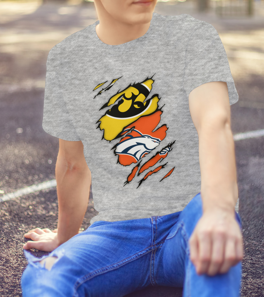 Iowa Hawkeyes Denver Broncos Fan Crossover T-Shirt