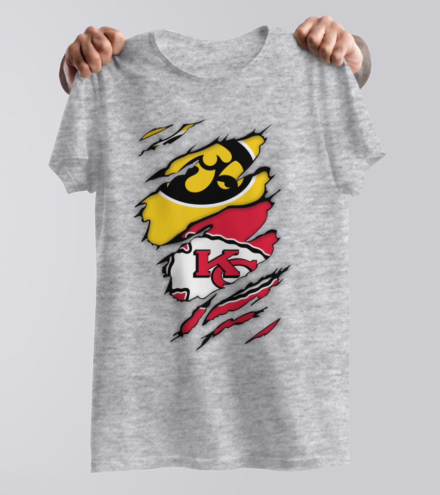 Iowa Hawkeyes Kansas City Chiefs Torn Claw Marks T-Shirt