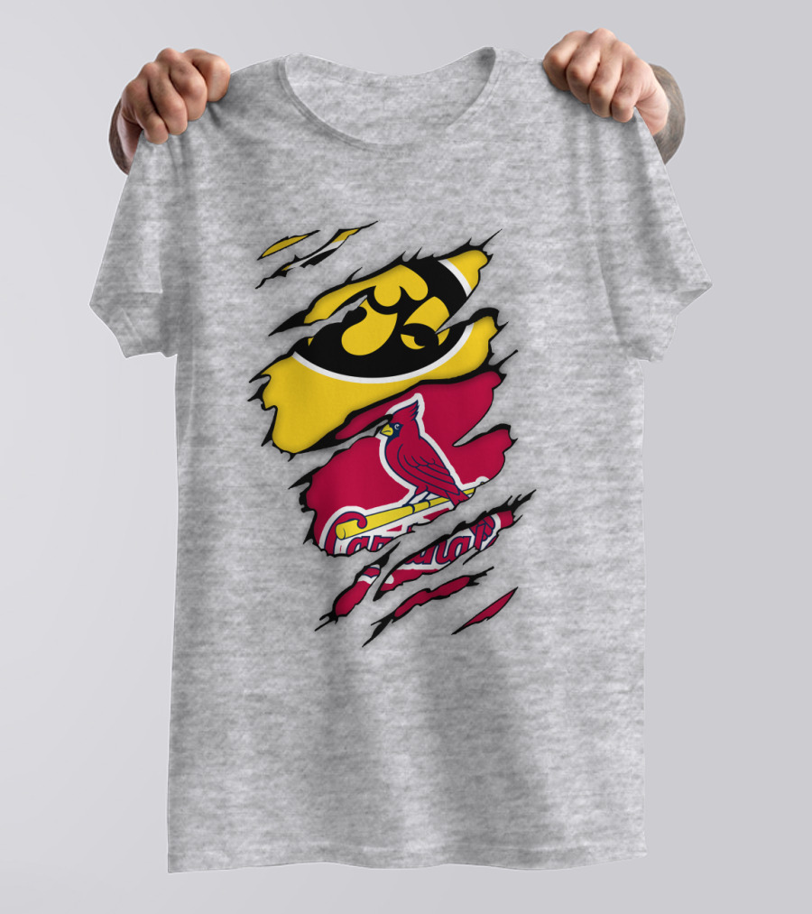 St Louis Cardinals Iowa Hawkeyes Ripped T-Shirt