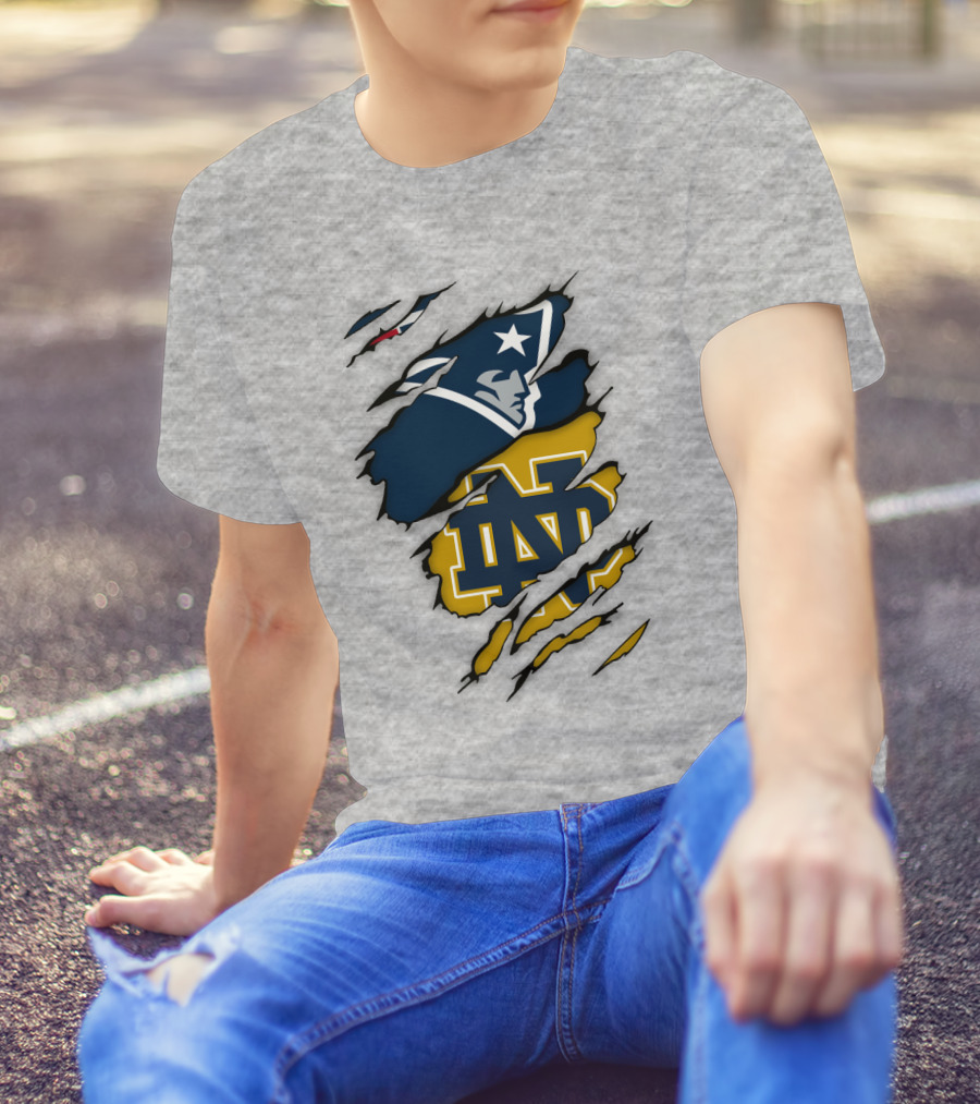 Notre Dame Fighting Irish Patriots Logo Mashup T-Shirt