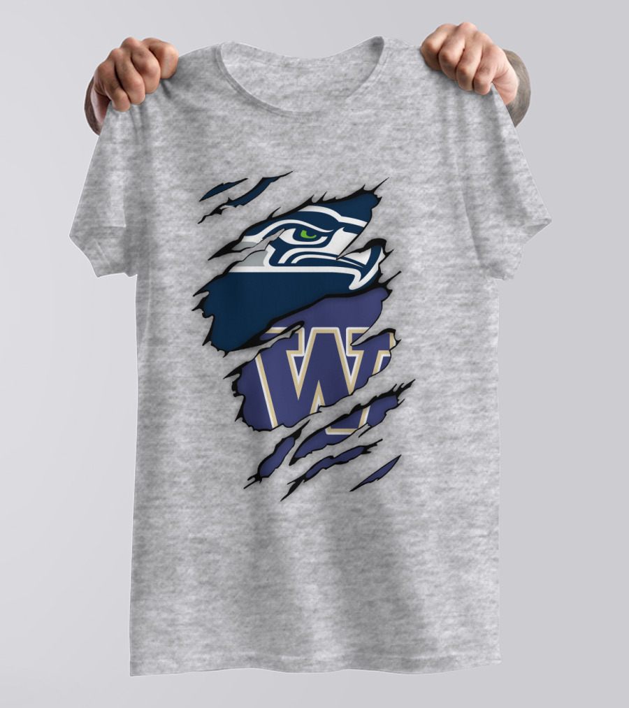 Seahawks University Of Washington Huskies Logo Fusion T-Shirt
