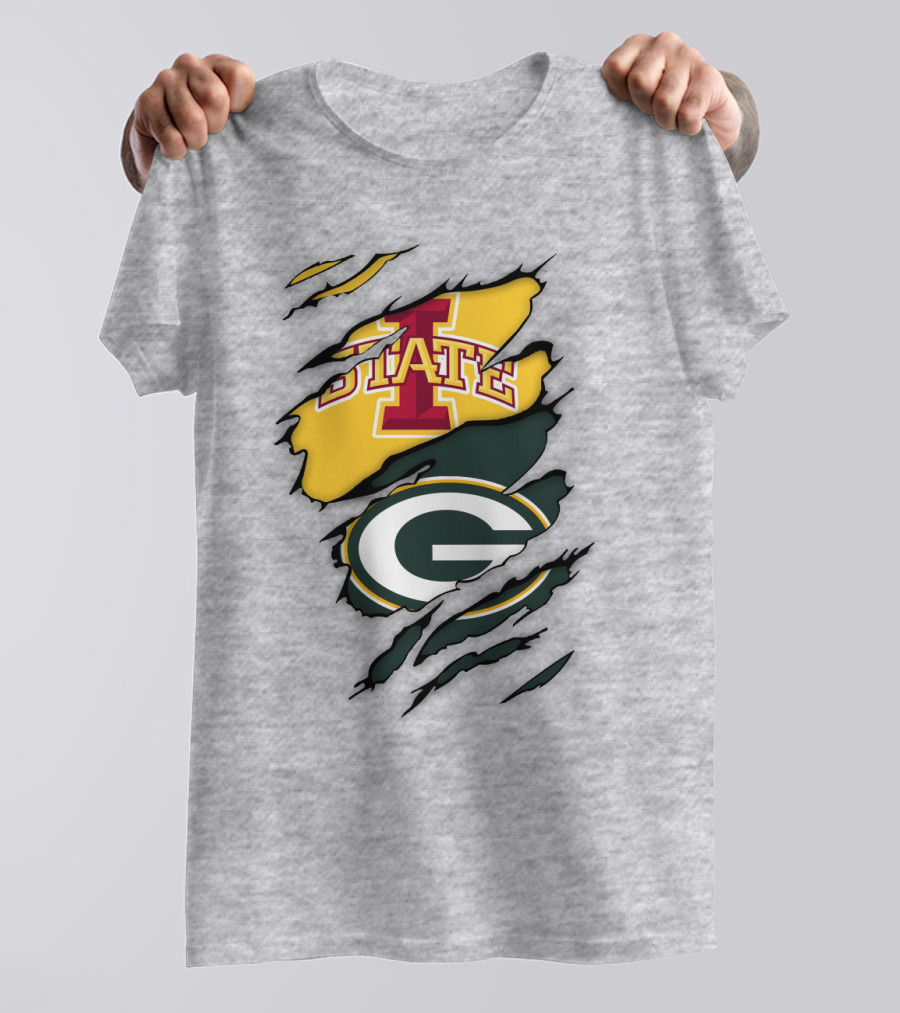 Green Bay Packers Iowa State Cyclones Torn Ripped Claw Marks T-Shirt