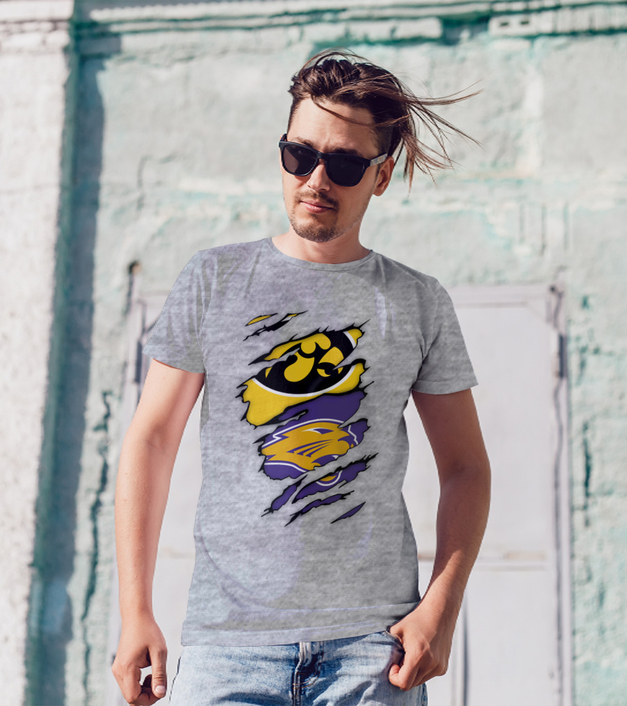 Northern Iowa Panthers Iowa Hawkeyes Dual Logo Fusion T-Shirt