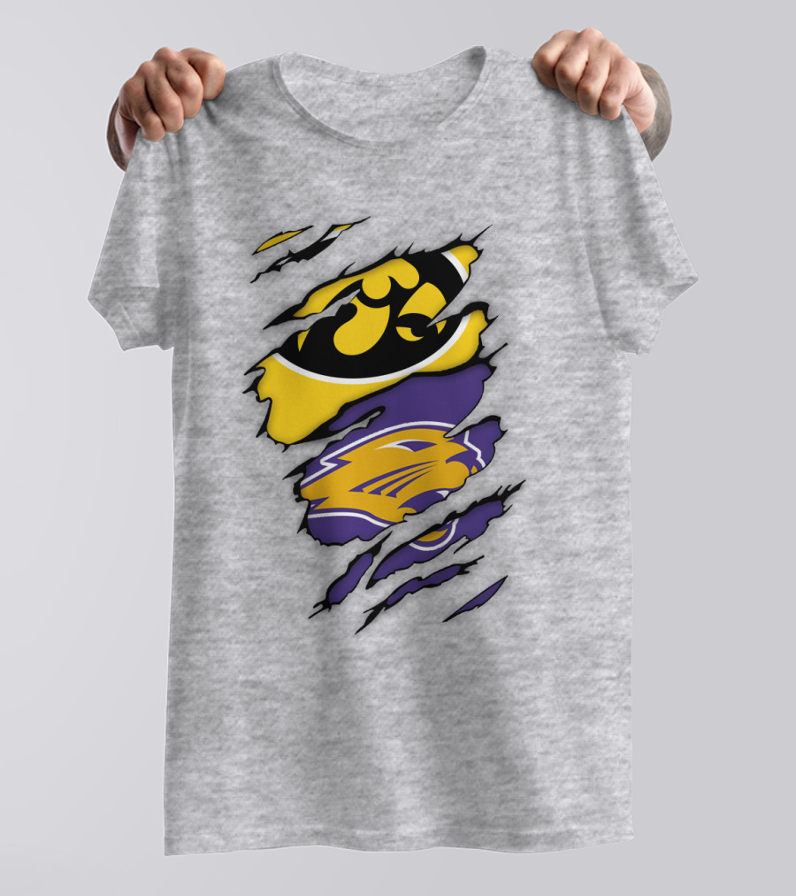 Northern Iowa Panthers Iowa Hawkeyes Dual Logo Fusion T-Shirt