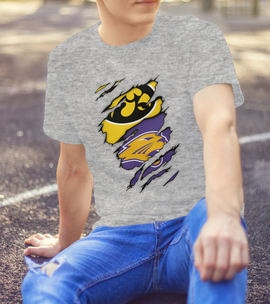 Northern Iowa Panthers Iowa Hawkeyes Dual Logo Fusion T-Shirt