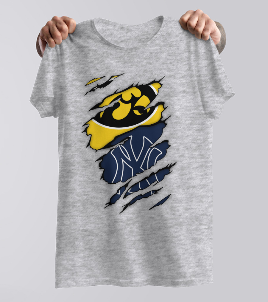 New York Yankees Iowa Hawkeyes Claw Marks T-Shirt