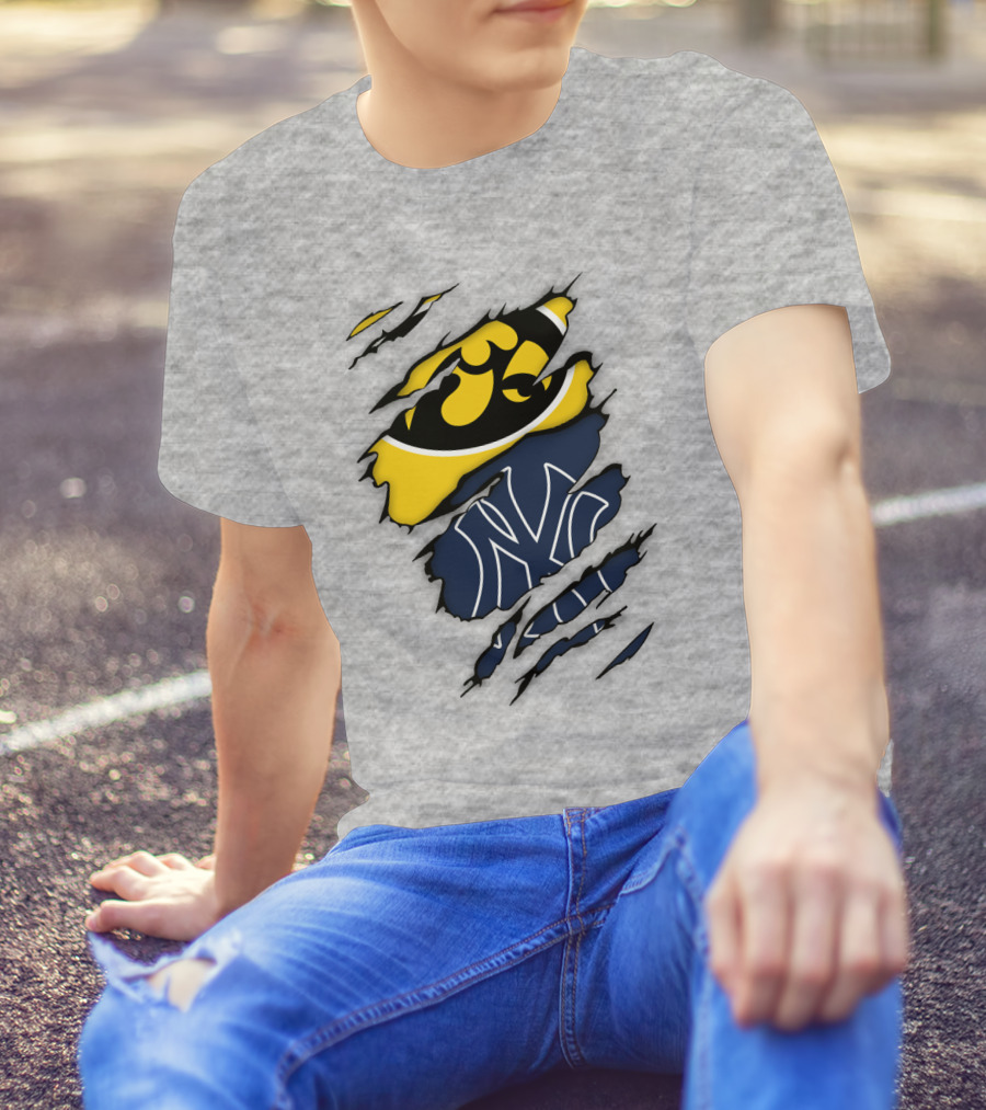 New York Yankees Iowa Hawkeyes Claw Marks T-Shirt