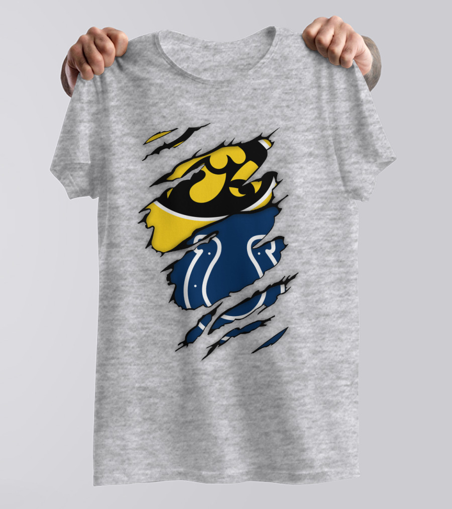 Indianapolis Colts Iowa Hawkeyes Logo Mashup T-Shirt