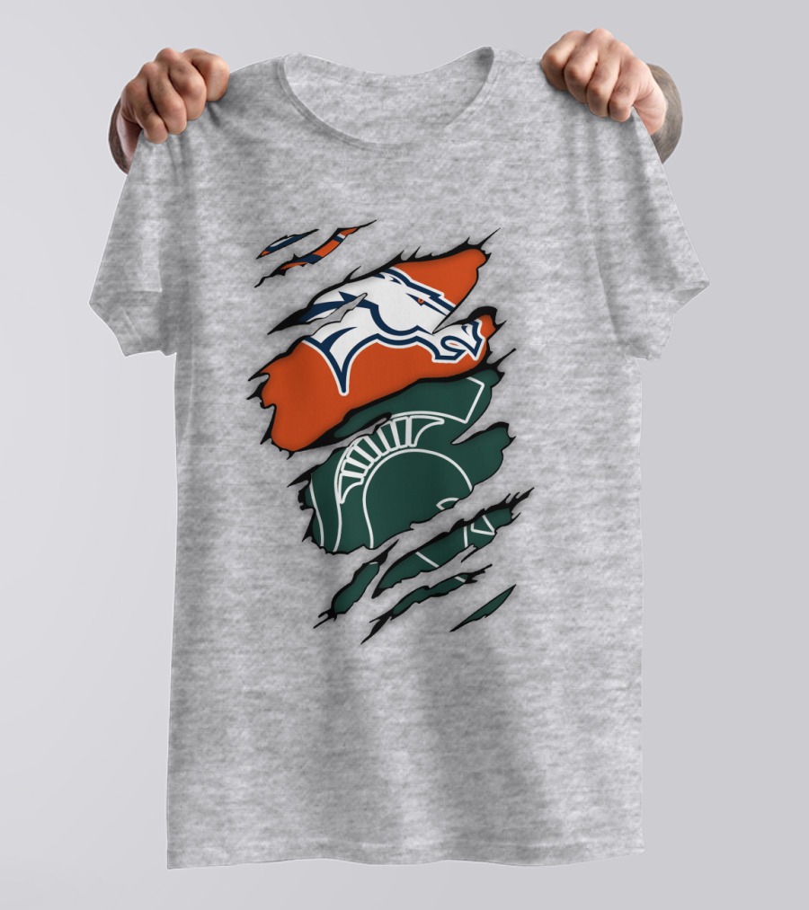 Denver Broncos Michigan State Spartan Helmet T-Shirt