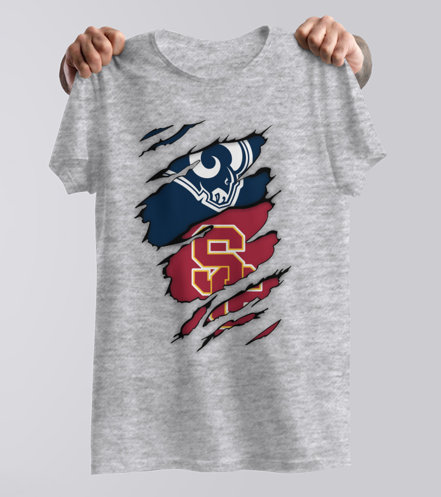 Los Angeles Rams Usc Trojans Logo Fusion T-Shirt