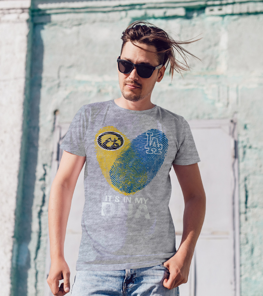 It's In My DNA Los Angeles Dodgers Iowa Hawkeye Fingerprint T-Shirt