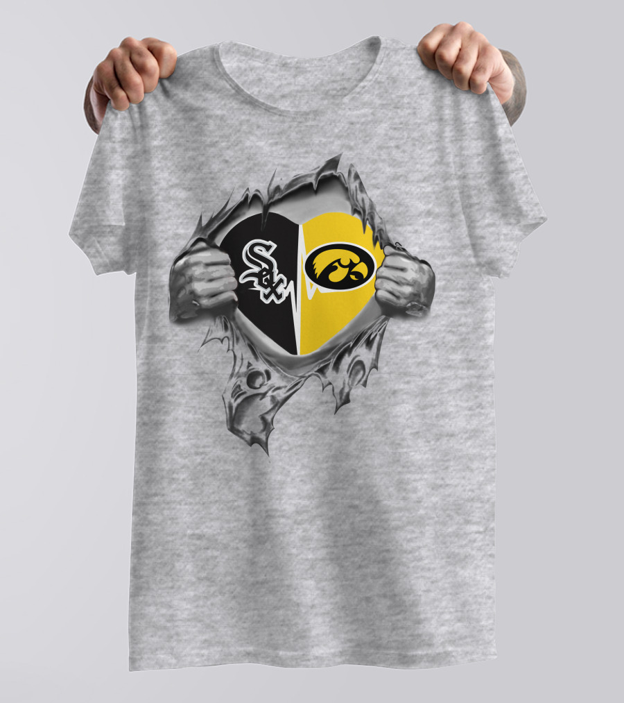Chicago White Sox Iowa Hawkeyes Heart Rip T-Shirt