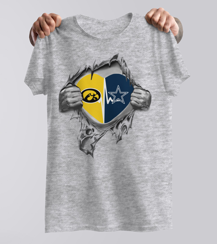 Dallas Cowboys Hawkeyes Heartbeat Torn Fabric T-Shirt