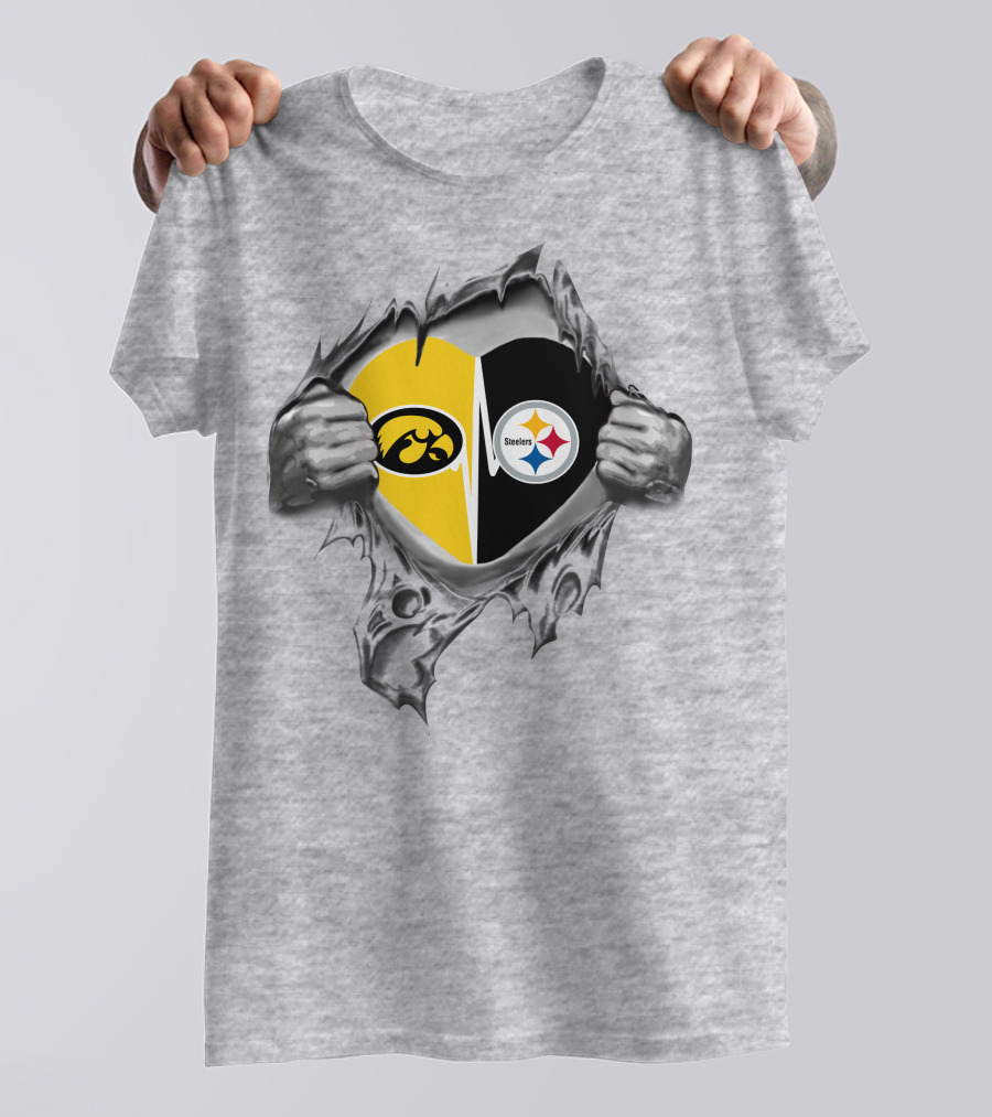 Pittsburgh Steelers Iowa Hawkeyes Heart T-Shirt