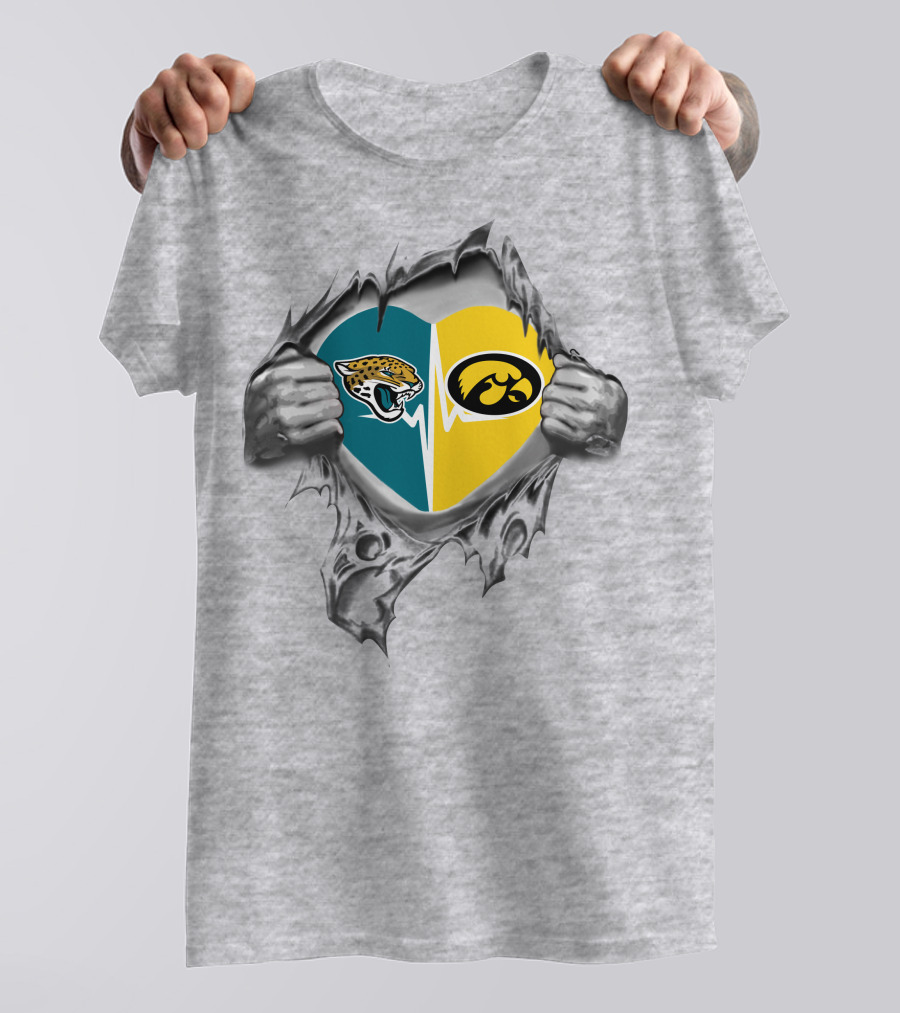 Jacksonville Jaguars Hawkeyes Heart Tear T-Shirt