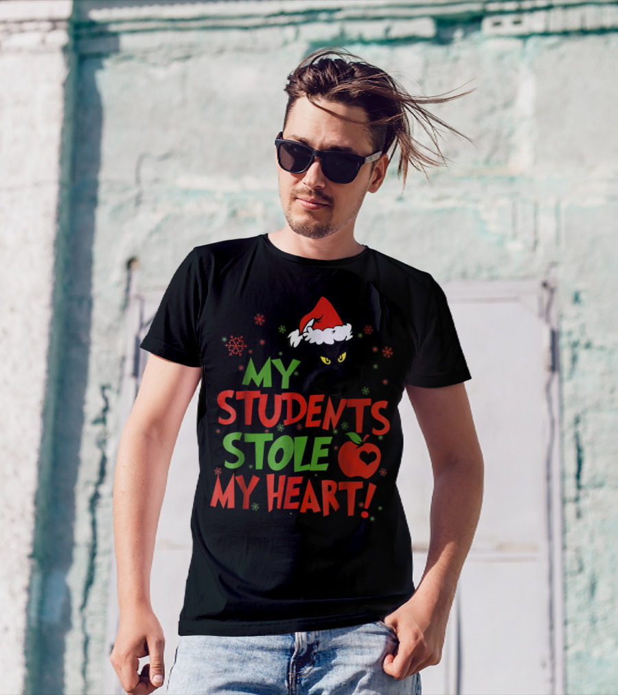 My Students Stole My Heart Grinch Christmas Teacher Apple T-Shirt