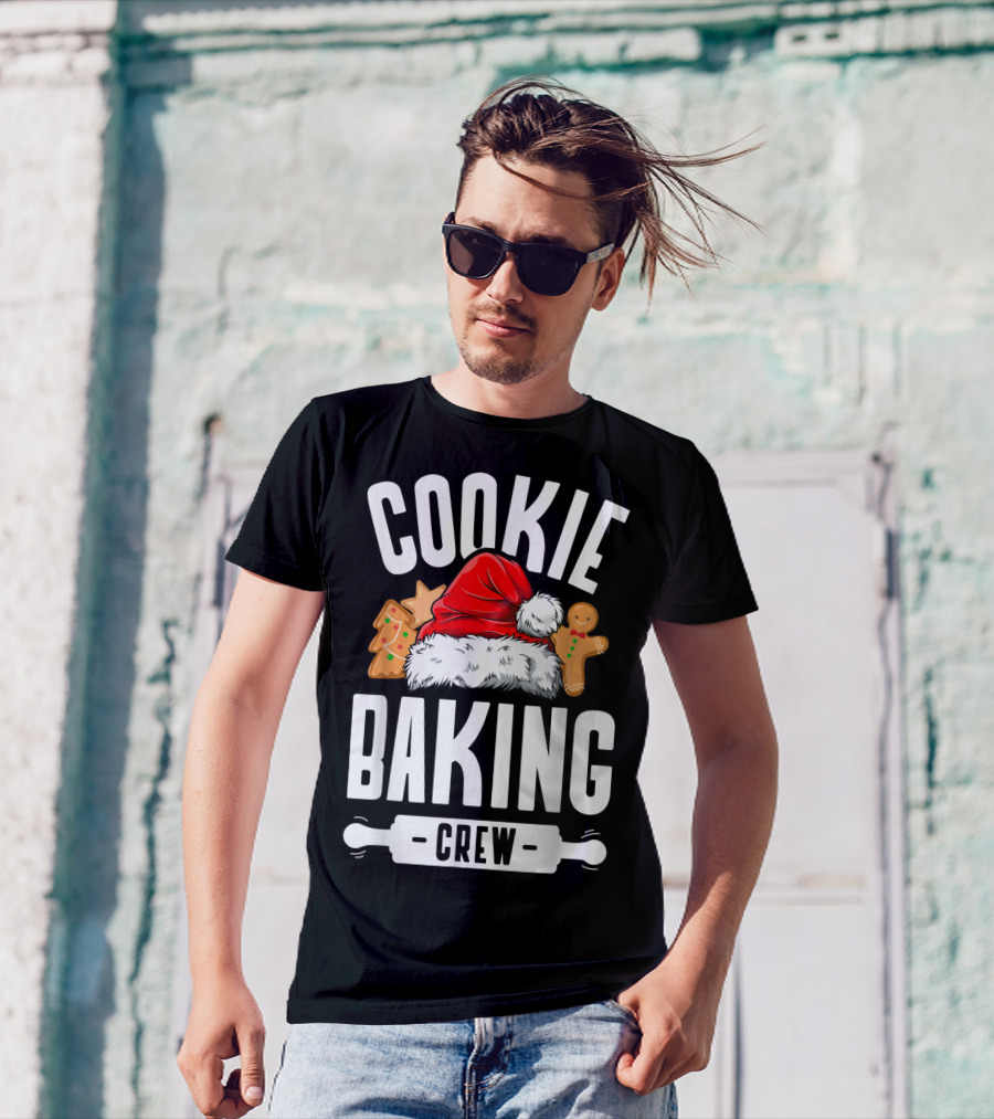 Cookie Baking Crew Christmas Santa Hat Gingerbread Family T-Shirt
