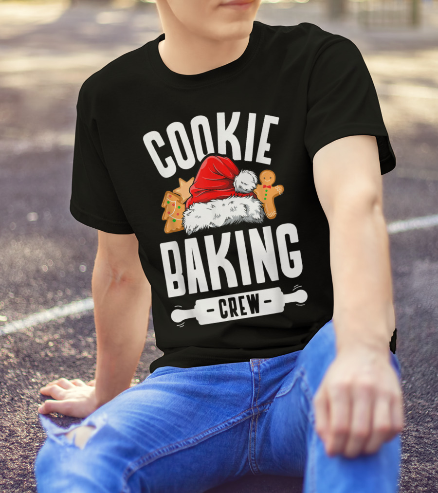 Cookie Baking Crew Christmas Santa Hat Gingerbread Family T-Shirt