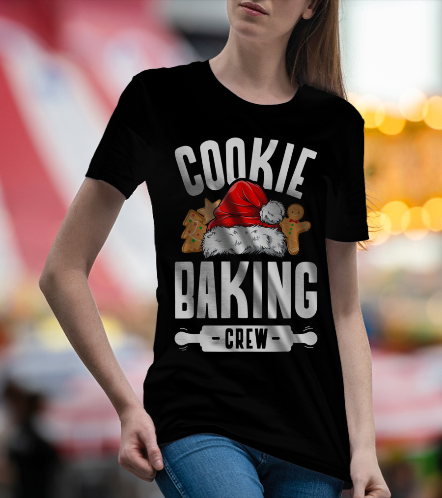 Cookie Baking Crew Christmas Santa Hat Gingerbread Family T-Shirt