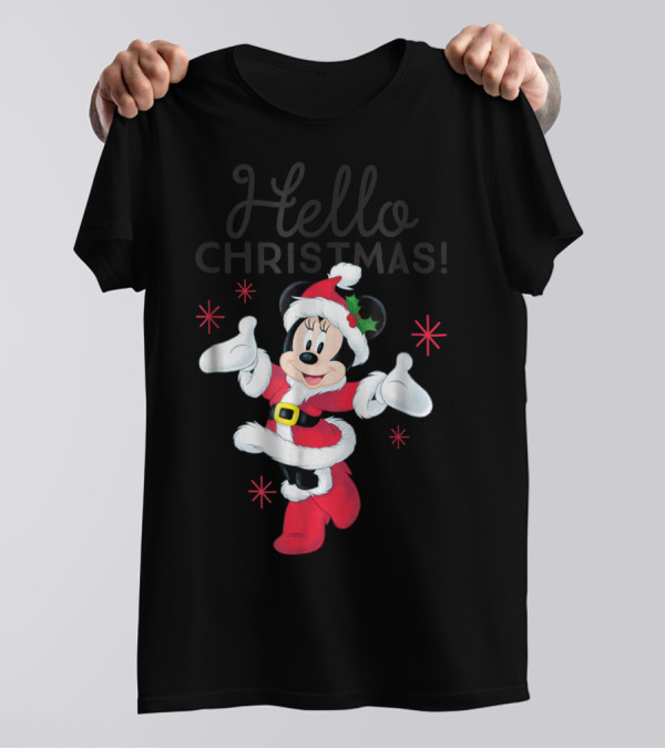 Disney Santa Minnie Mouse Hello Christmas T-Shirt