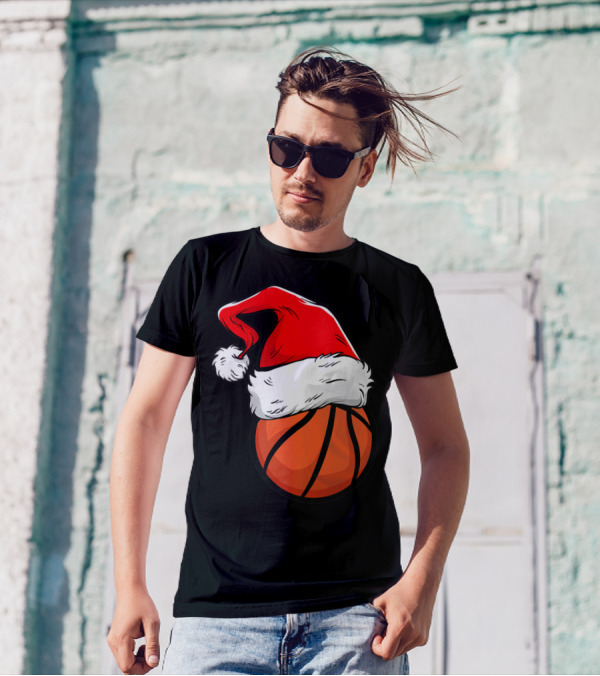 Funny Basketball Coach Player Santa Hat T-Shirt