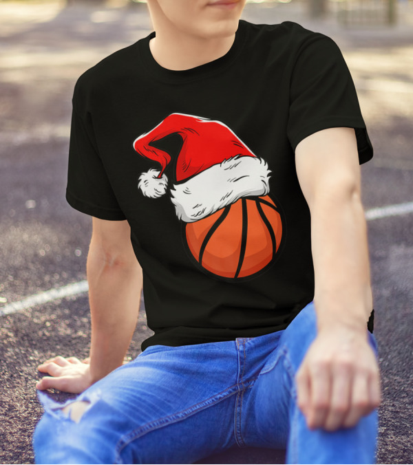 Funny Basketball Coach Player Santa Hat T-Shirt
