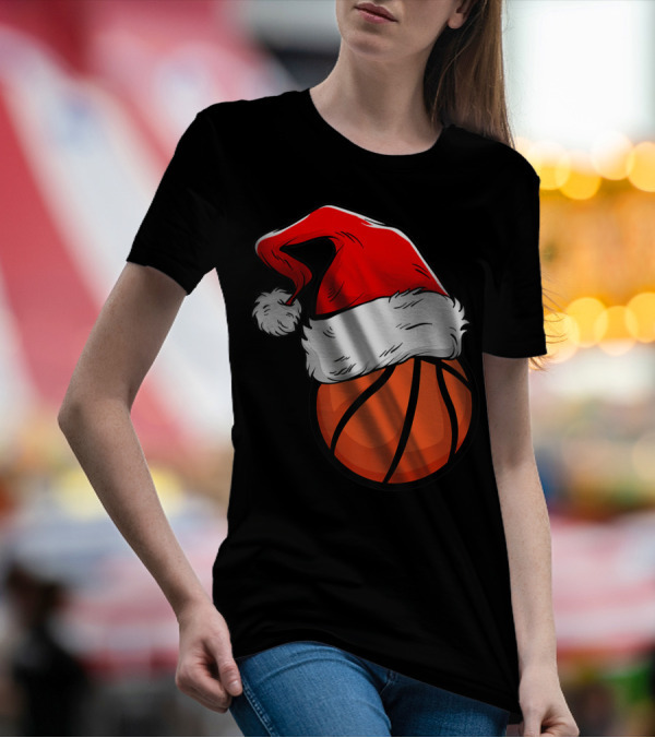 Funny Basketball Coach Player Santa Hat T-Shirt