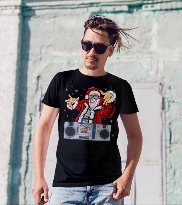 Santa Claus DJ Hip Hop Boombox T-Shirt