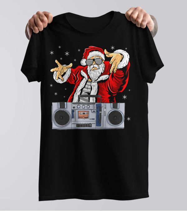 Santa Claus DJ Hip Hop Boombox T-Shirt