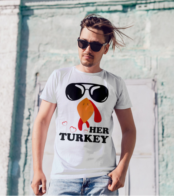 Her Turkey Funny Men's Matching Thanksgiving T-Shirt