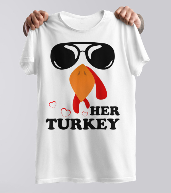 Her Turkey Funny Men's Matching Thanksgiving T-Shirt