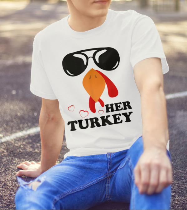 Her Turkey Funny Men's Matching Thanksgiving T-Shirt