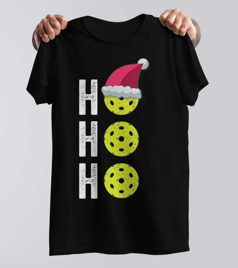 Ho Ho Ho Pickleball Christmas Funny Santa Hat Holiday T-Shirt