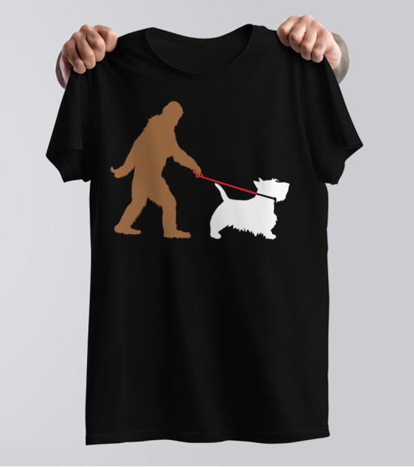 Bigfoot Walking Scottish Terrier Dog Leash Iconic T-Shirt